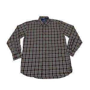 Pendleton Shirt Men's Black Plaid Canterbury Cloth Button Down Wool Pima Blend M